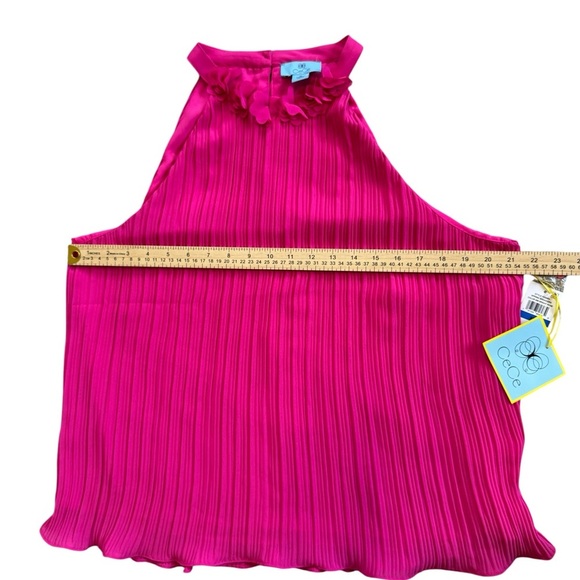 CeCe Fuchsia Pleated Sleeveless Blouse - Picture 7 of 9